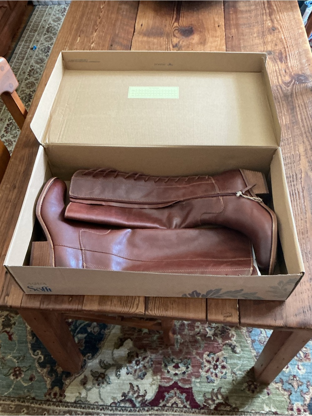 Sofft Chestnut Lace-Up Mid-Calf Leather Boots
